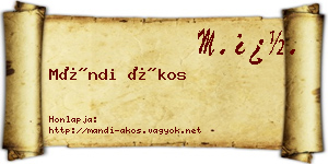 Mándi Ákos névjegykártya